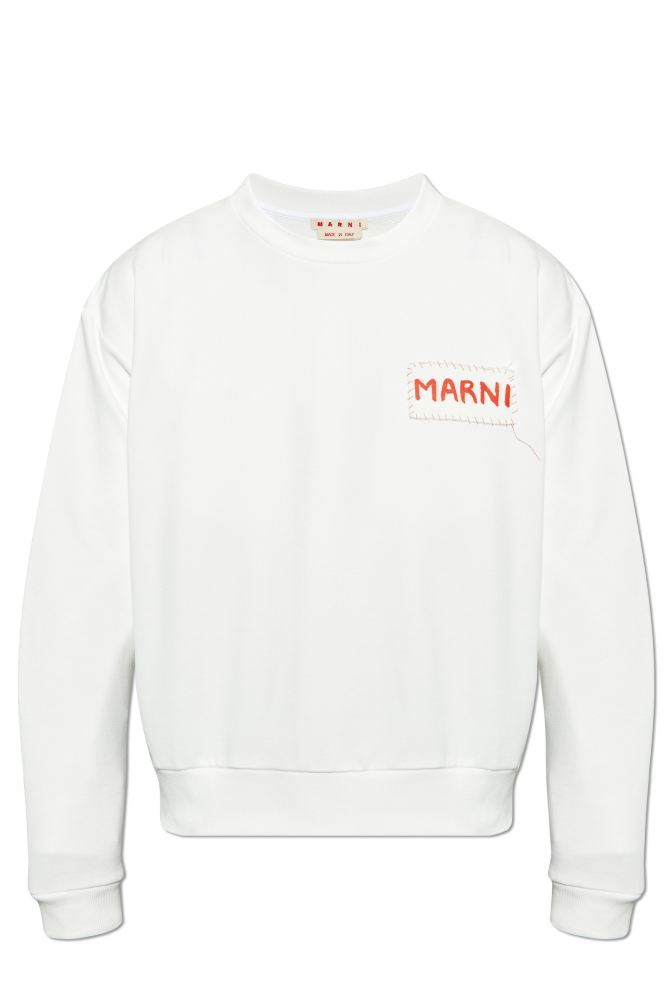 【送料&関税込】Marni Sweatshirt With Logo Ivory cotton crewneck T-shirt with printed Marni logo | Marni
